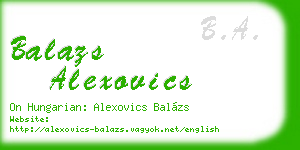 balazs alexovics business card