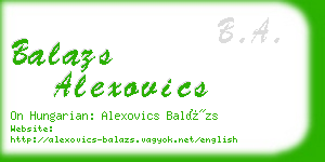 balazs alexovics business card